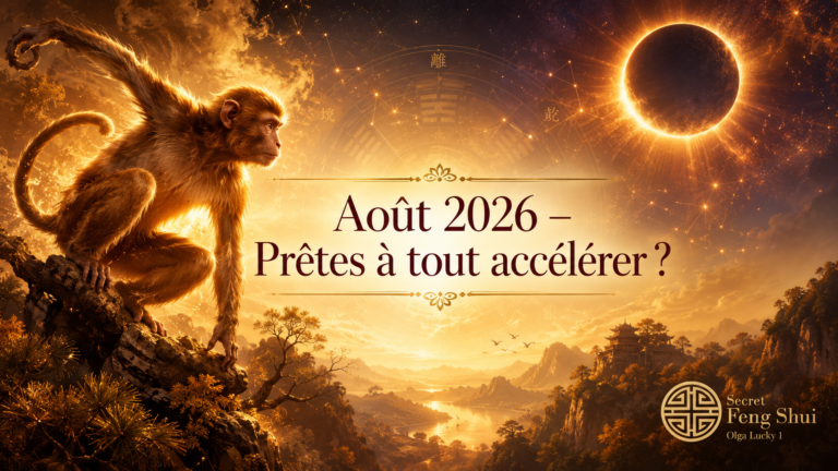 Singe de Feu doré sous une éclipse solaire — Pronostic Ba Zi Août 2026 par Secret Feng Shui