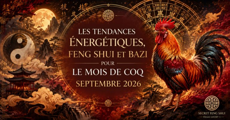 Tendances énergétiques Feng Shui et BaZi de septembre 2026, mois du Coq de Feu en astrologie chinoise
